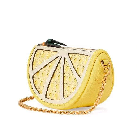 kate spade Bags Kate Spade New York Lemon Drop Yellow Embellished Leather Mini Purse Rattan Poshmark